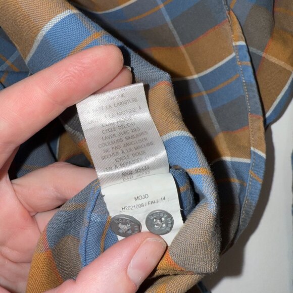 Horny Toad Men's Plaid Mojo Button-Down Long-Sleeve Size XL Orange Blue Tan - Picture 9 of 10